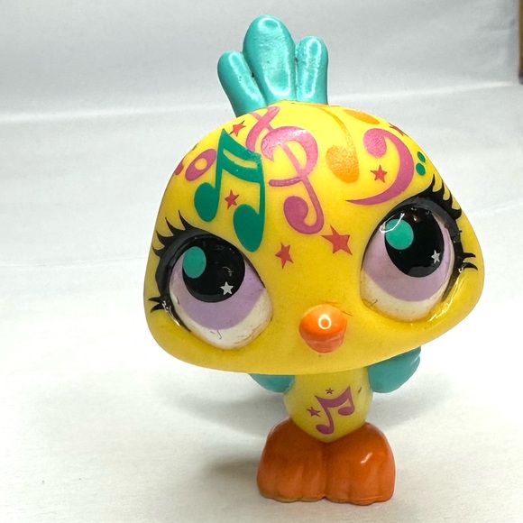 Littlest Pet Shop LPS #2865 Yellow Peacock Bird Music Note 2007 Hasbro - Picture 1 of 10